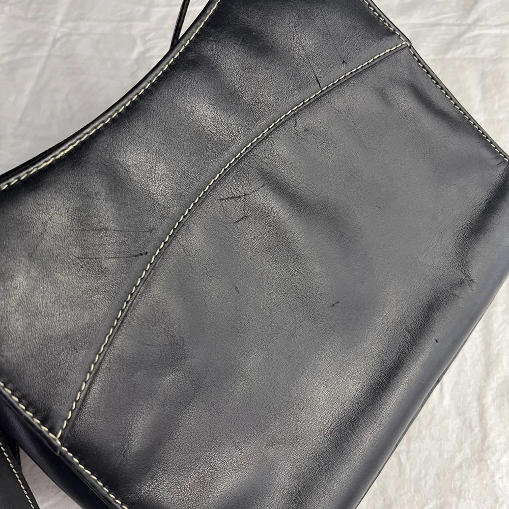 Vintage Lauren Ralph Lauren Black Leather Shoulder Bag Minimalist Y2K Classic